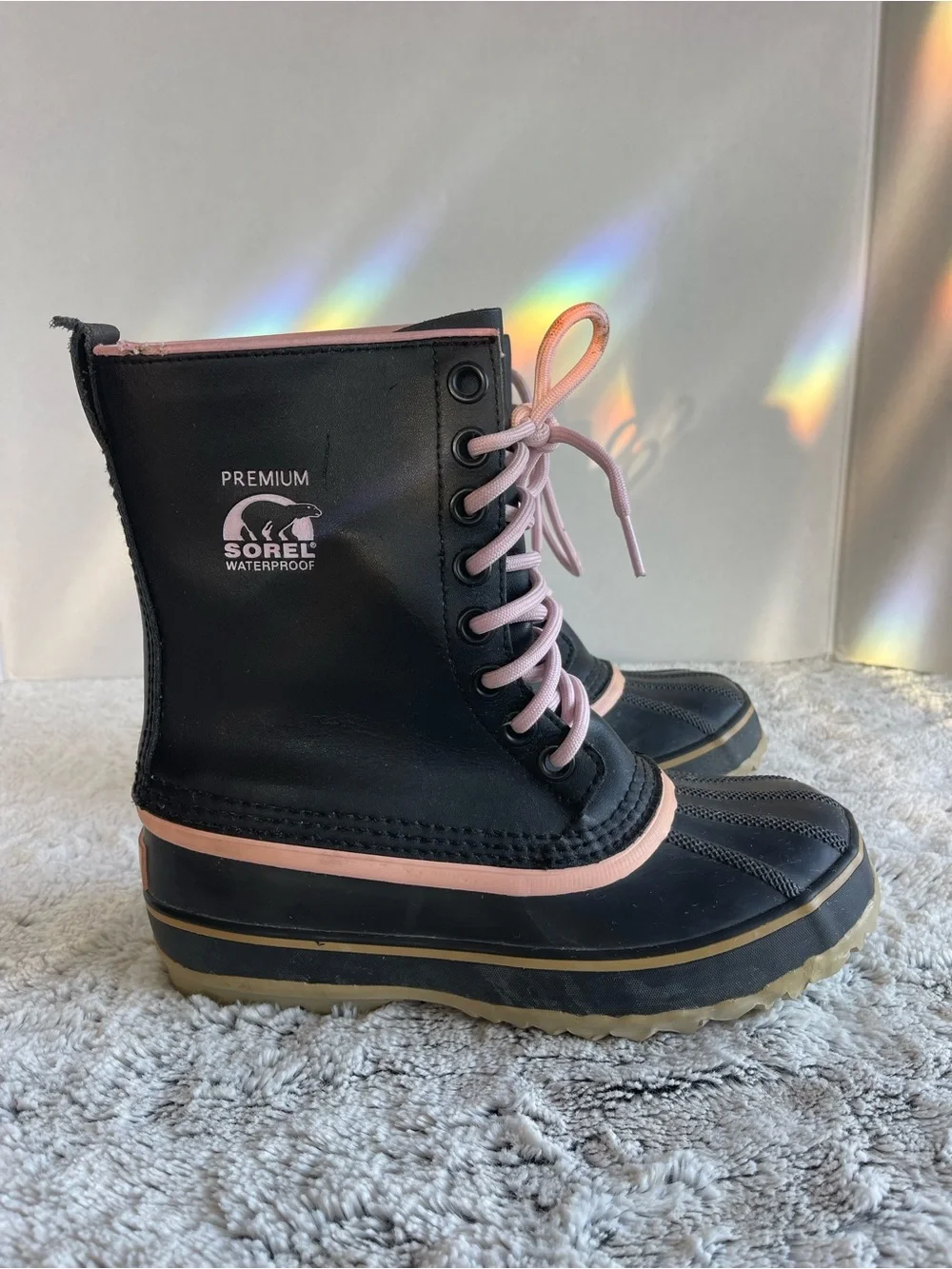 Sorel 1964 Premium Black Pink Winter Snow Boots